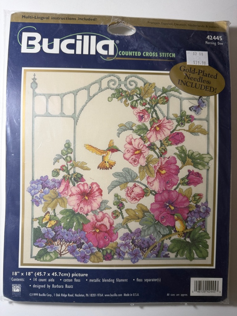 Bucilla Morning Dew Floral Cross Stitch Kit 1999